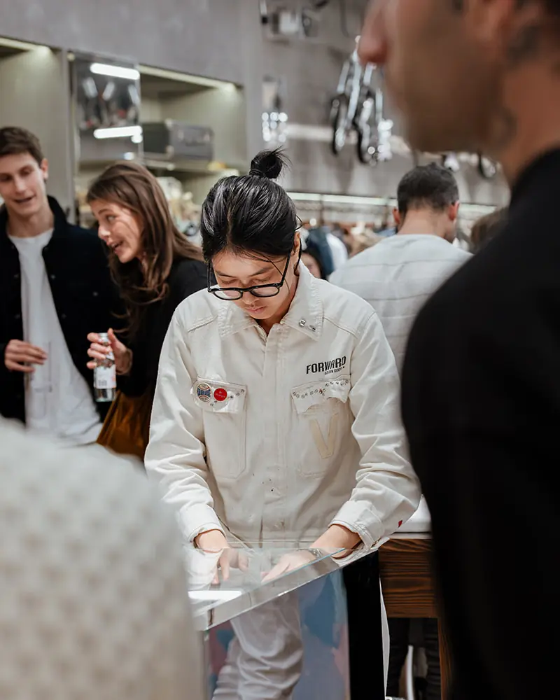 Kayla Nguyen working at a design event